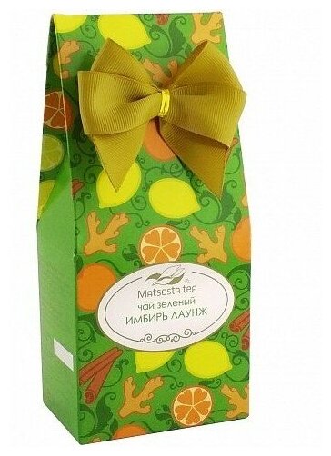 Мацеста чай зеленый "Имбирь лаунж" в красивой подарочной упаковке с бантом. 75гр.