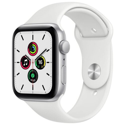 фото Умные часы apple watch se gps 40мм aluminum case with sport band, серебристый/белый