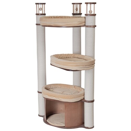Когтеточка домик для кошек MYSNOOPY Beauty-2 (139 см), цвет орех, подушки бежевые