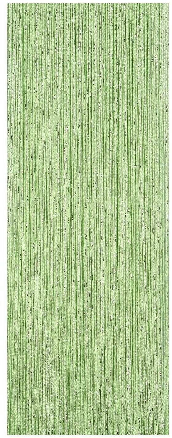 Нитяная штора кисея с люрексом Тюль нитяная однотонная тюль для кухни тюль в спальню тюль в гостиную цвет светло-зеленый Paradamos 300х290 см.