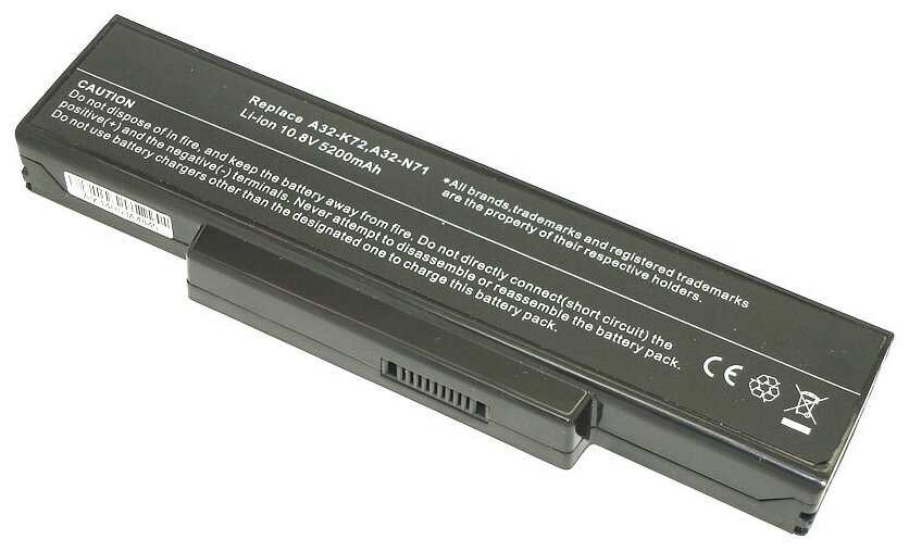 Аккумуляторная батарея для ноутбука Asus K72 5200mAh OEM черная