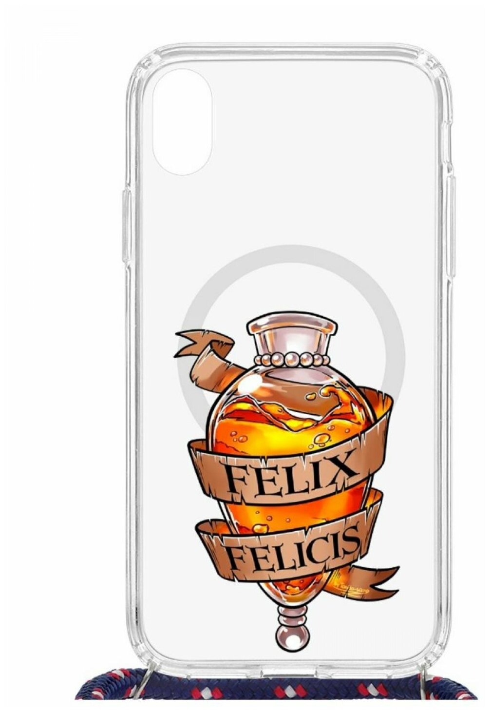 Чехол Apple iPhone XR Magrope MagSafe Kruche Print Felix Felicis/с шнурком/накладка/противоударный/защита камеры/с рисунком/МагСейф