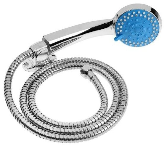 фото ZEIN Набор для душа ZEIN Z0705, шланг 150 см, держатель, лейка 5 режимов, синий/хром