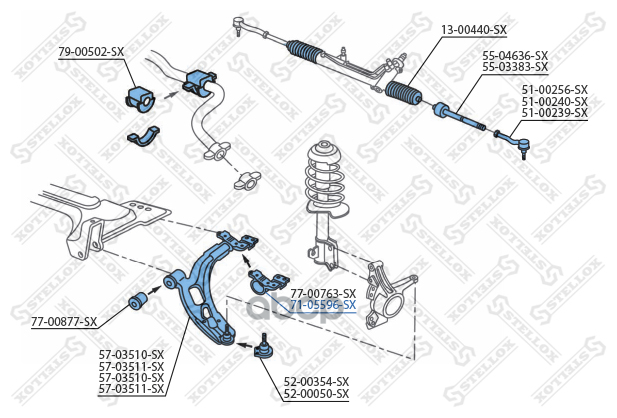 71-05596-Sx_сайлентблок Рычага Зад. П! Fiat Doblo 96> Stellox арт. 7105596SX