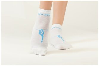 Носки для художественной гимнастики BSOCKS рр 22-24 (35-37) белый/голубой гимнастка с обручем