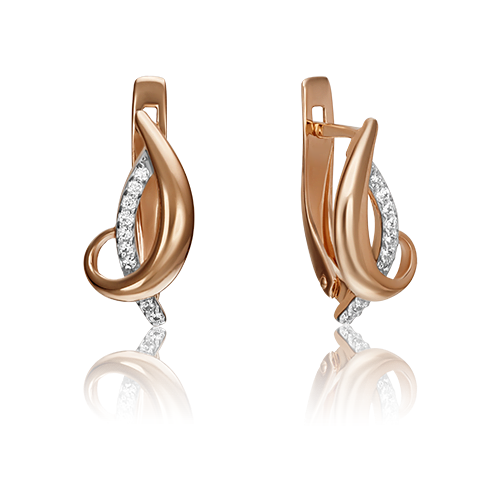 Серьги PLATINA, красное золото, 585 проба, фианит