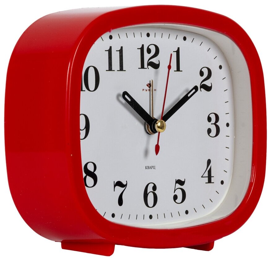 Часы кварцевые в современном стиле в форме квадрата Рубин Классика В5-002 с большими арабским цифрами для украшения интерьера гостиной, спальни, кухни или офиса