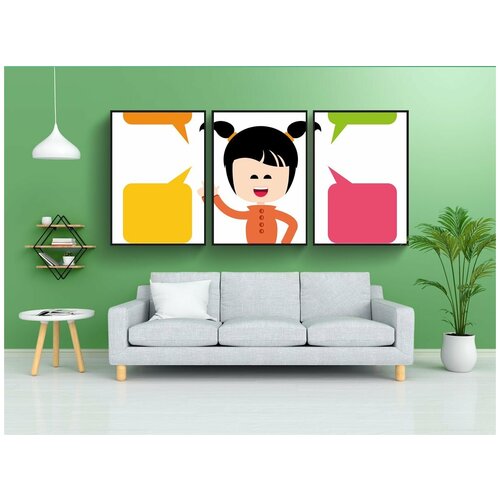 фото Набор модулных постеров для интерьера "китай, девочка, ребенок" 60x90 см. в тубусе, без рамки lotsprints