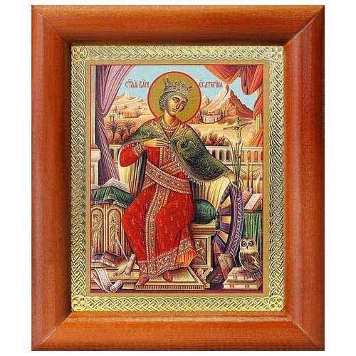Великомученица Екатерина Александрийская (лик № 054) , икона в деревянной рамке 8*9,5 см