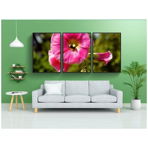 фото Набор модулных постеров для интерьера "цвести, роза, мальва" 60x90 см. в тубусе, без рамки lotsprints