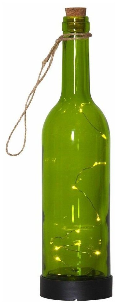 Star Trading Садовый светильник-бутылка Solar Firefly на солнечной батарее, 31 см, 10 теплых белых LED ламп, зелёный, IP44 480-29