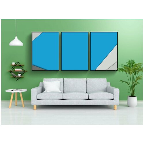 фото Набор модулных постеров для интерьера "материальный дизайн, серо-голубой, обои на стену" 60x90 см. в тубусе, без рамки lotsprints