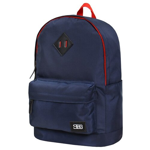 фото Рюкзак / street bags / 6231 классический рюкзак с кожаным ромбом 45х18х32 см / тёмно-синий с красным (one size)