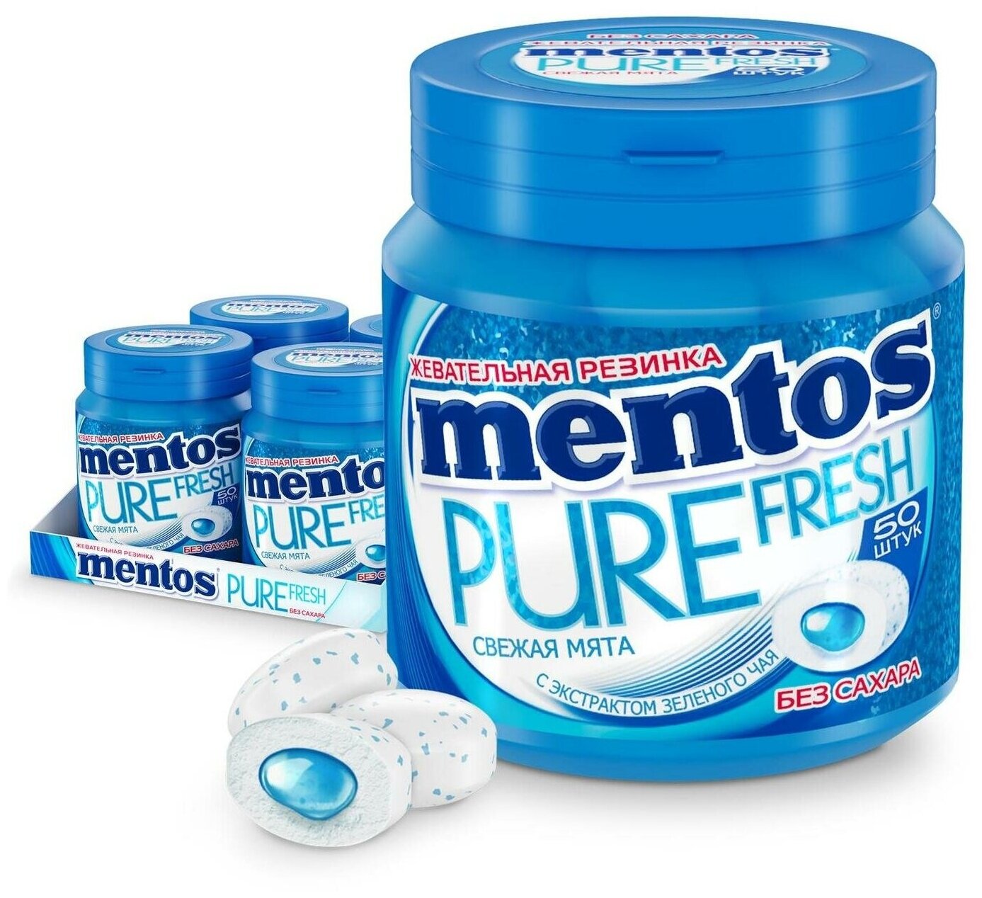 Жевательная резинка Mentos Pure Fresh вкус Свежая мята, 4 шт по 100 г - фотография № 2
