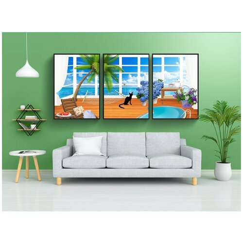 фото Набор модулных постеров для интерьера "балкон, веранда, летом" 60x90 см. в тубусе, без рамки lotsprints