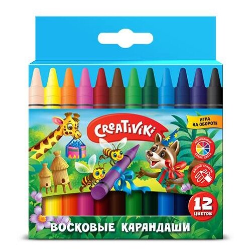 Creativiki Карандаши восковые, 12 цветов разноцветный