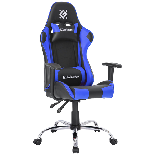 Компьютерное кресло Defender Gamer игровое, обивка: искусственная кожа, цвет: черный/синий