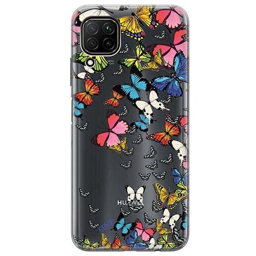 Ультратонкий силиконовый чехол-накладка для Huawei P40 Lite с 3D принтом Magic Butterflies ультратонкий силиконовый чехол накладка transparent для huawei p40 lite с 3d принтом dragon