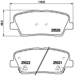Дисковые тормозные колодки задние brembo P30063 для Hyundai, Kia, SsangYong (4 шт.)