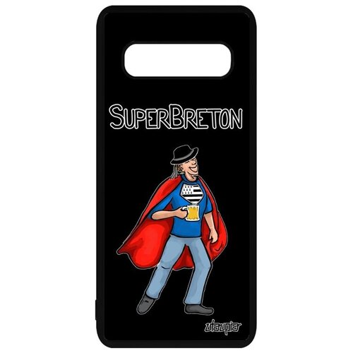 фото Необычный чехол на телефон // galaxy s10 // "супербретонец" комичный герой, utaupia, черный
