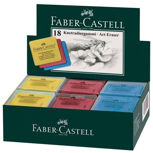Ластик-клячка 18 шт ассорти Faber-Castell, 40*35*10 мм, пластик. контейнер