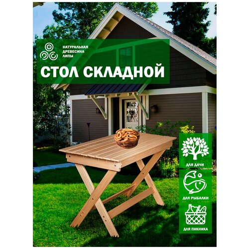 EVITAmeb / Стол складной для сада 1200х600 / стол обеденный / стол для дачи / садовый стол / массив липы