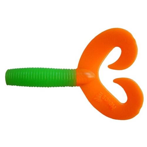 credo double tail lime  orange Твистер Helios Credo Double Tail 2,95/7,5 см (7шт.), цвет «зеленый/оранжевый»