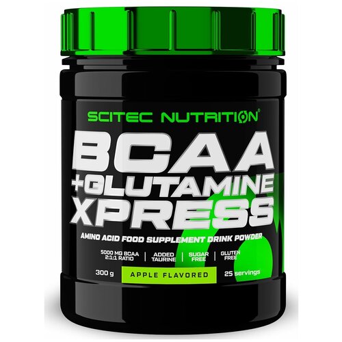 Аминокислота Scitec Nutrition BCAA + Glutamine Xpress, яблоко, 300 гр. аминокислота scitec nutrition xpress кола лайм 700 гр