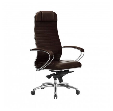 Кресло офисное метта «SAMURAI» KL-1.04, рецик. кожа, темно-коричневое