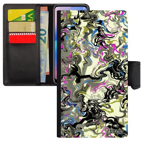 фото Дизайнерский чехол-книжка для // xiaomi mi 8 lite // "мраморный фон" узор волны, utaupia, цветной