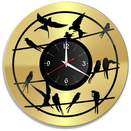 фото Часы настенные "птицы, золото" из винила, №3 redlaser