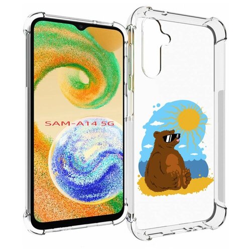 чехол mypads медведь на чиле для samsung galaxy xcover 5 задняя панель накладка бампер Чехол MyPads медведь на чиле для Samsung Galaxy A14 4G/ 5G задняя-панель-накладка-бампер