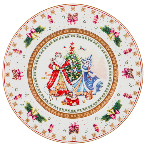 фото Lefard тарелка обеденная дед мороз и снегурочка 586-452 26 см бежевый