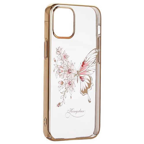 фото Чехол для iphone 12 mini (5.4") kingxbar пластик со стразами swarovski золотой (бабочка)