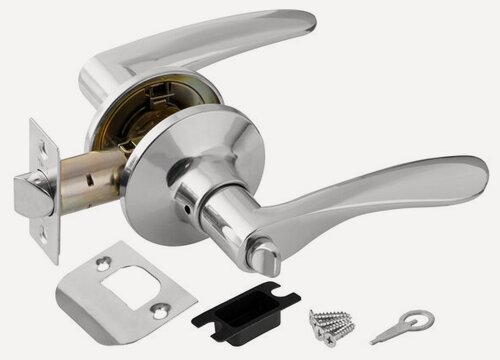 Изображение товара Ручка с защелкой межкомнатная, на круглой розетке 6020 CP-B (фиксатор) хром