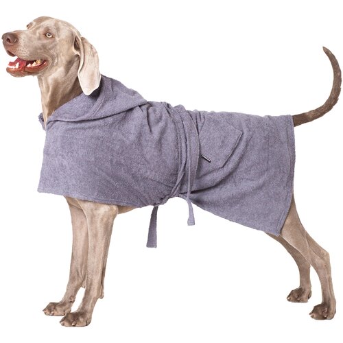 Махровый халат-полотенце для собак с капюшоном, темно-зеленый, размер L. Халат для собак. Полотенце для собак.