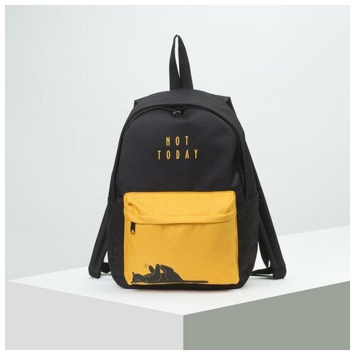 Рюкзак молодёжный, отдел на молнии, наружный карман, цвет чёрный/оранжевый, NAZAMOK  - купить со скидкой