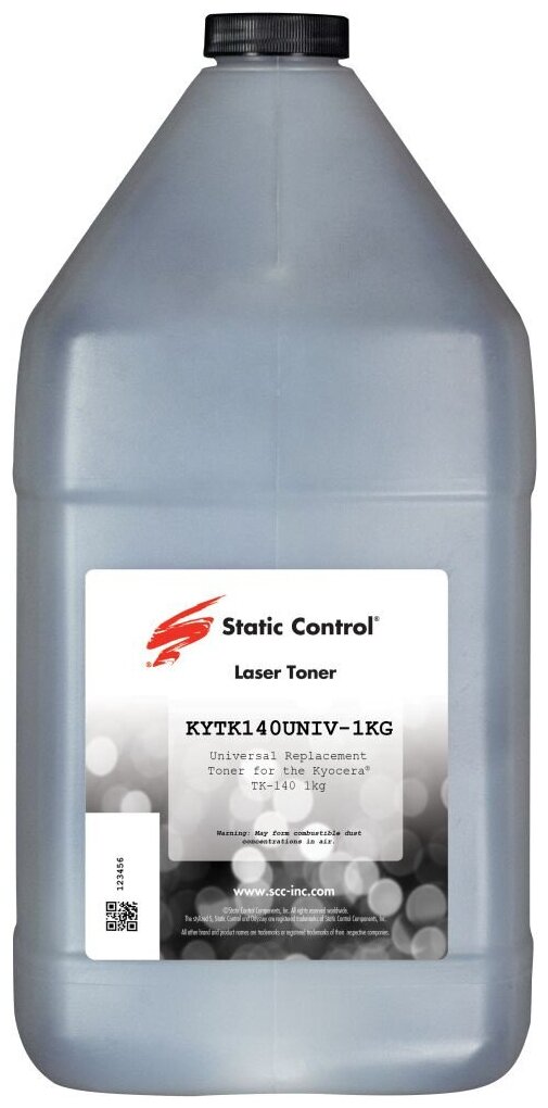 Тонер Static Control KYTK140UNIV-1KG черный флакон 1000гр. для принтера Kyocera FS1030110011201300