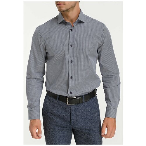 фото Рубашка мужская длинный рукав greg 134/131/rom/zn/1p, прилегающий силуэт / super slim fit, цвет серый, рост 174-184, размер ворота 39