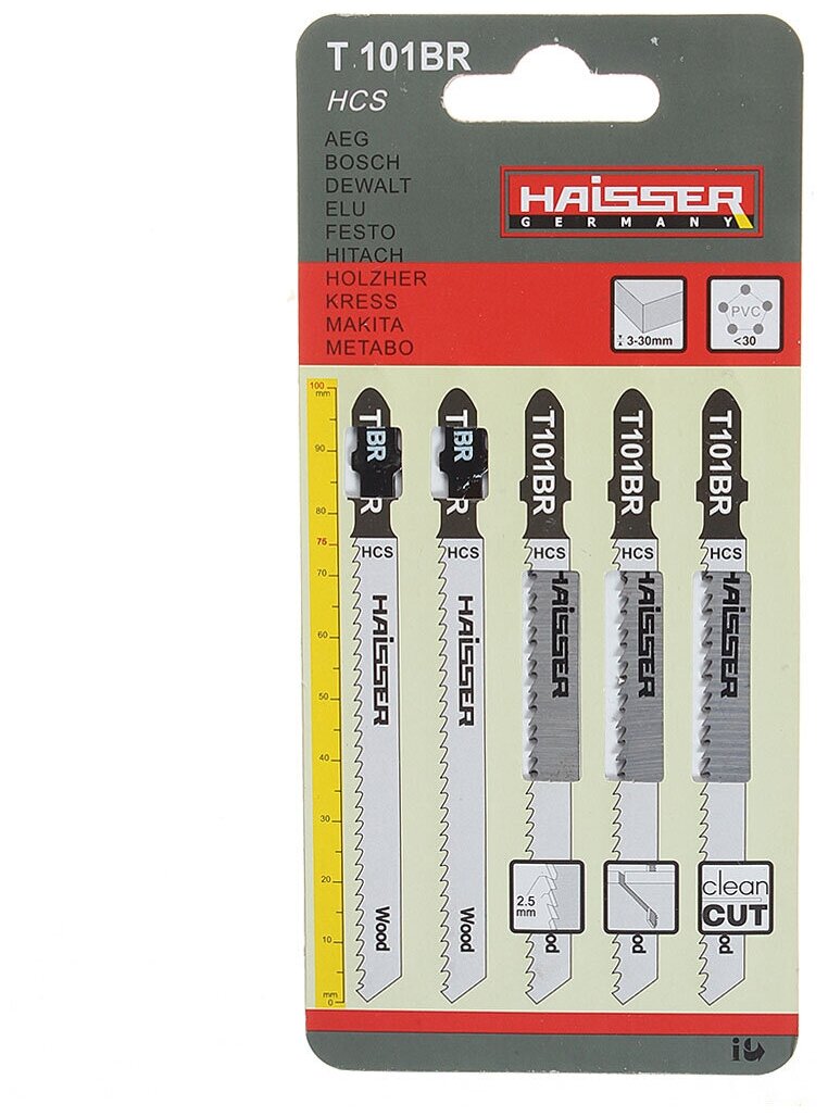 Пилка для электролобзика Haisser HS118002 для ДВП ДСП дерева пластика 5 шт