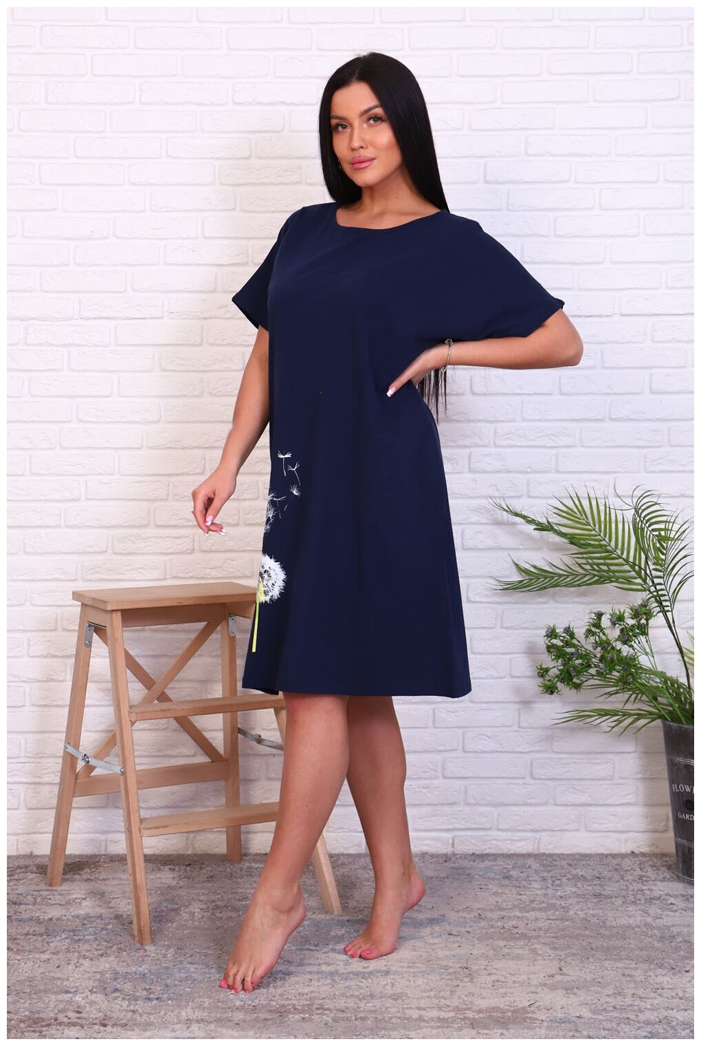 Платье М-639 размер 48-70 (70, Темно-синий) - фотография № 2