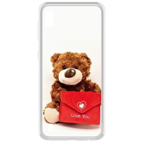 чехол накладка krutoff clear case женский день медвежонок тебя любит для samsung galaxy s20 fe Чехол-накладка Krutoff Clear Case Женский день - Медвежонок тебя любит для Samsung Galaxy A10 (A105)