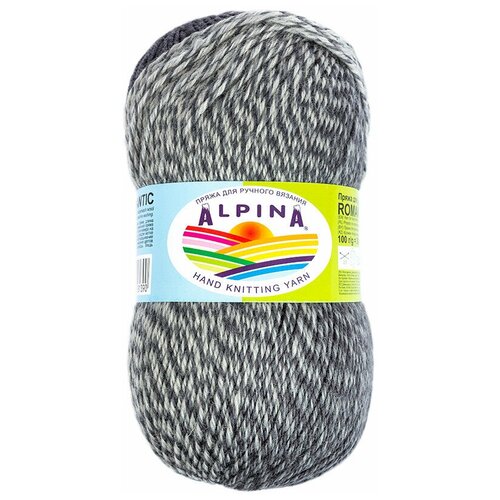 Пряжа Alpina Romantic, 100% шерсть, 5*100 г, 300 м+-15 м, №15, белый, темно-серый