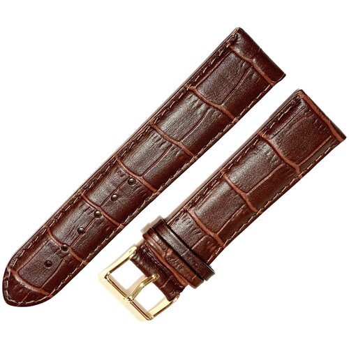 фото Ремешок 2205-02-1-3 мп kroko коричневый кожаный ремень для наручных часов из натуральной кожи 22 мм матовый крокодил ardi