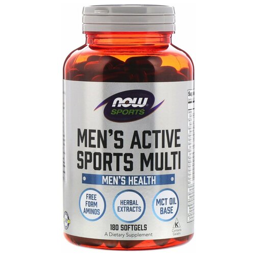 Капсулы NOW Men's Active Sports Multi, 390 г, 180 шт.