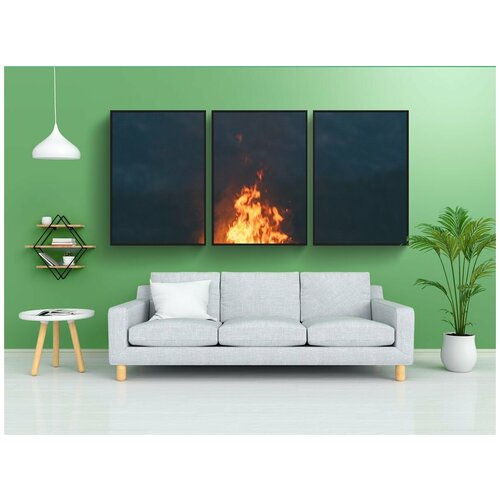 фото Набор модулных постеров для интерьера "пожар, пламя, гореть" 60x90 см. в тубусе, без рамки lotsprints