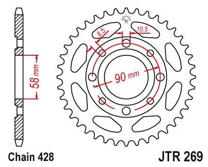 Звезда JT ведомая JTR269.42 42 зуба
