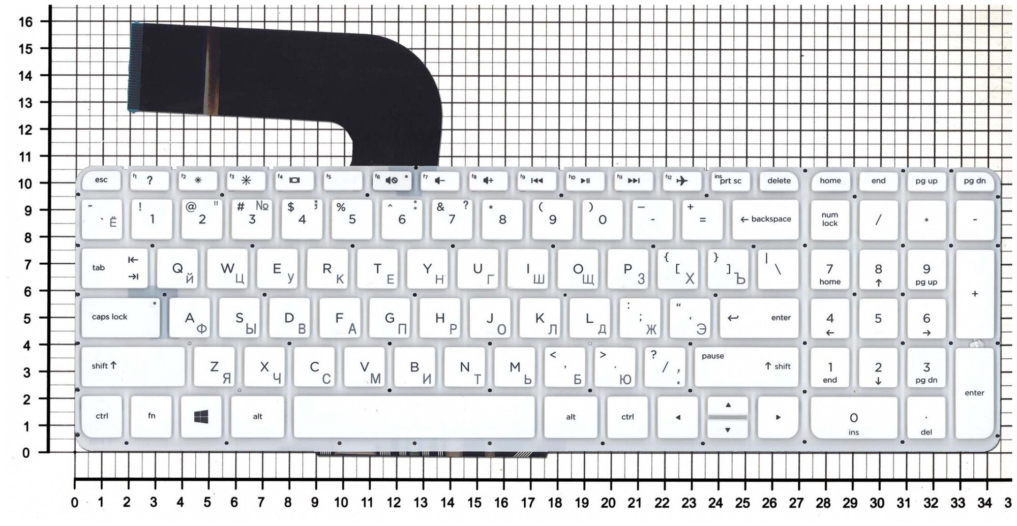 Клавиатура для ноутбука HP Pavilion 15-p018na белая