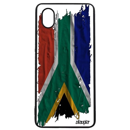 фото Красивый чехол для // galaxy a01 // "флаг южной африки на ткани" патриот дизайн, utaupia, белый