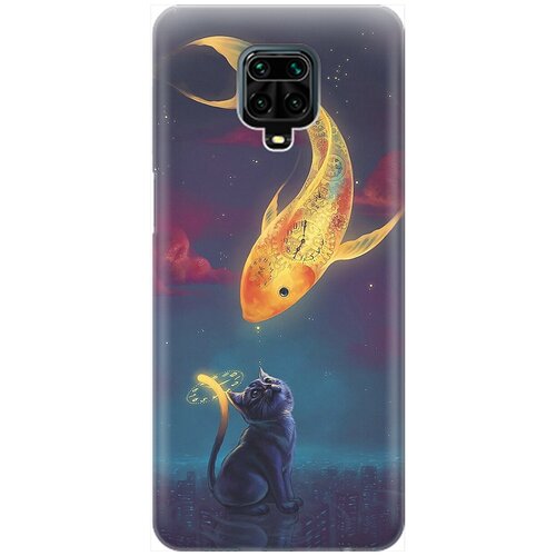 фото Re:pa накладка transparent для xiaomi redmi note 9s / note 9 pro с принтом "кот и рыбка"